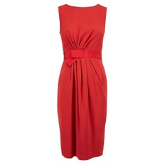 Red Sleeveless Pleated Detail Dress Size M