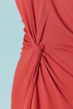 Red sleeveless rayon dress draped and twisted on the front CHRISTIAN DIOR