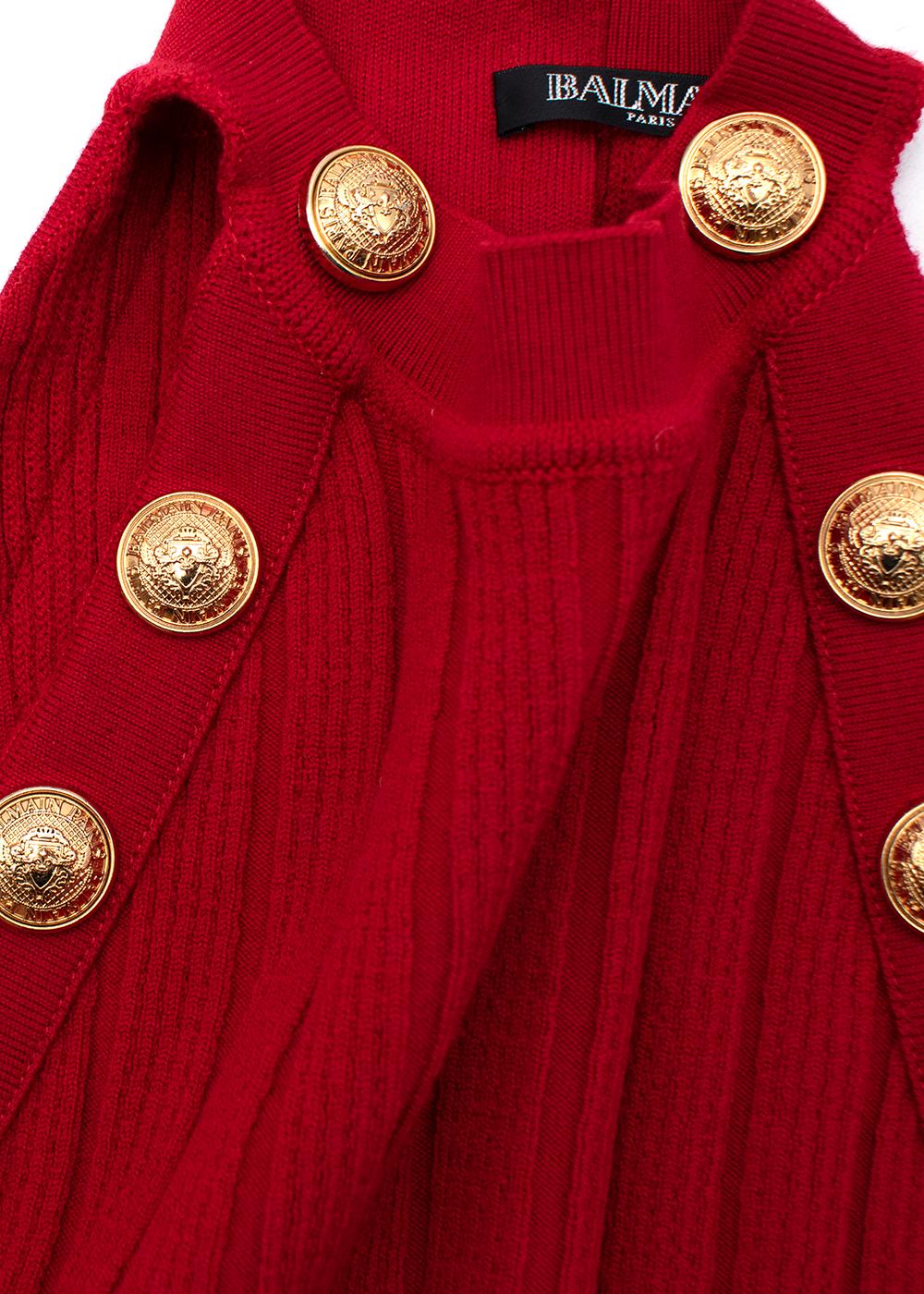 Women's Red Sleeveless Rib-Knit Dress