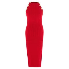 Red Sleeveless Rib-Knit Dress