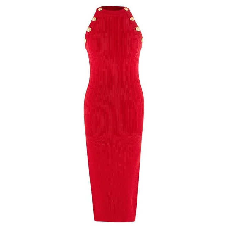 12953 Red Ribbed Stitching Dress