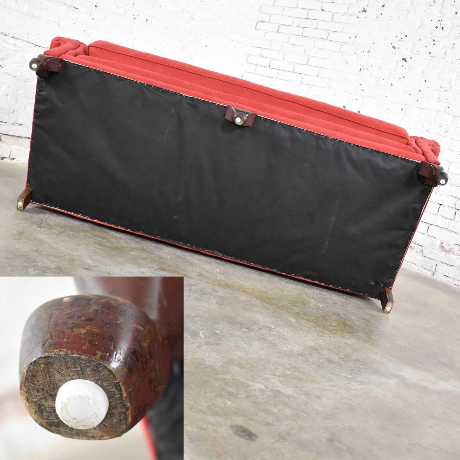 Red Smaller Size Lawson Sofa with Rolled Arms Down Bench Seat and Tight Back 3