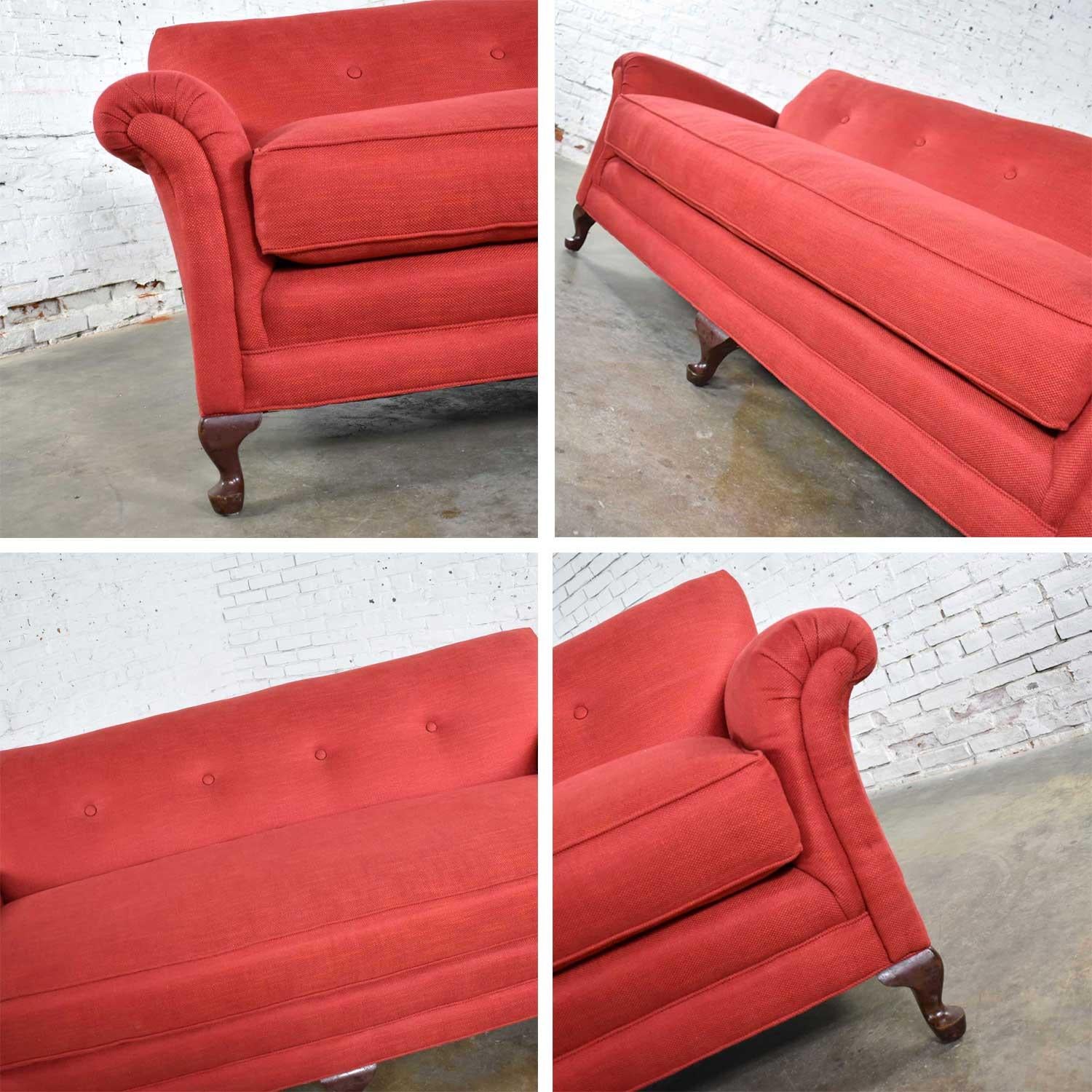 Red Smaller Size Lawson Sofa with Rolled Arms Down Bench Seat and Tight Back 4