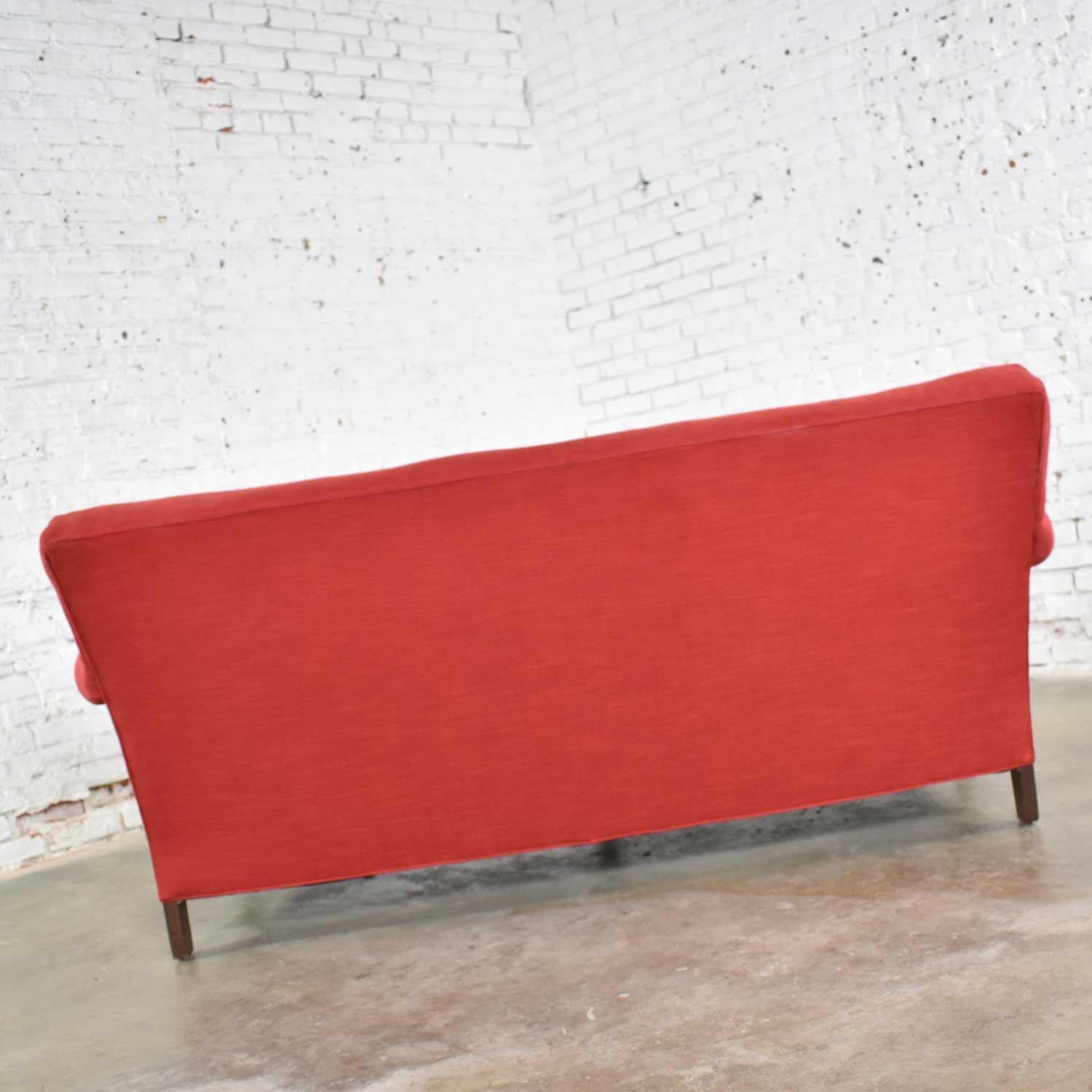 Fabric Red Smaller Size Lawson Sofa with Rolled Arms Down Bench Seat and Tight Back