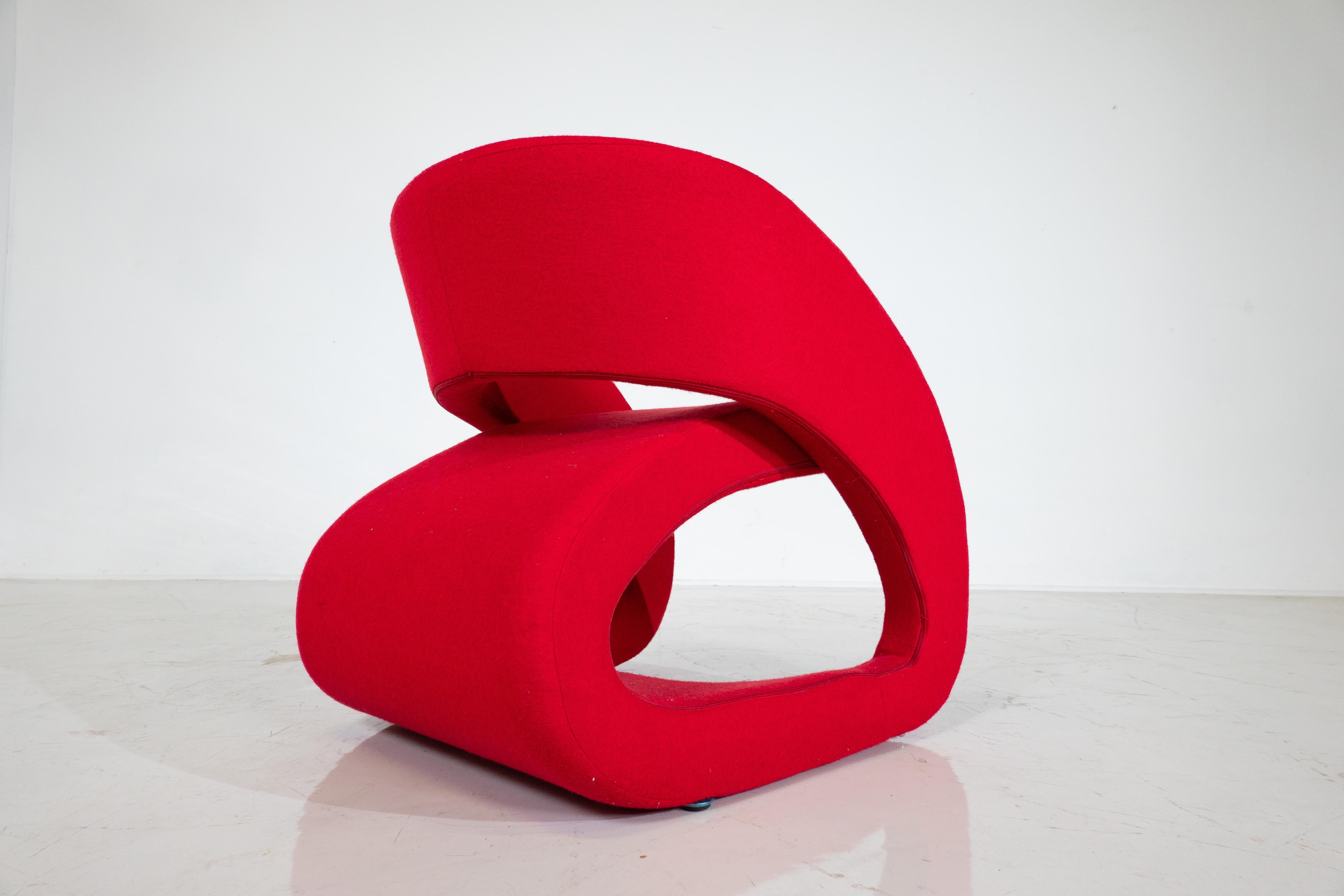 Italian Red Smile Armchairs by Marcello Ziliani for BBB Emmebonacina, Italy, 1990s For Sale
