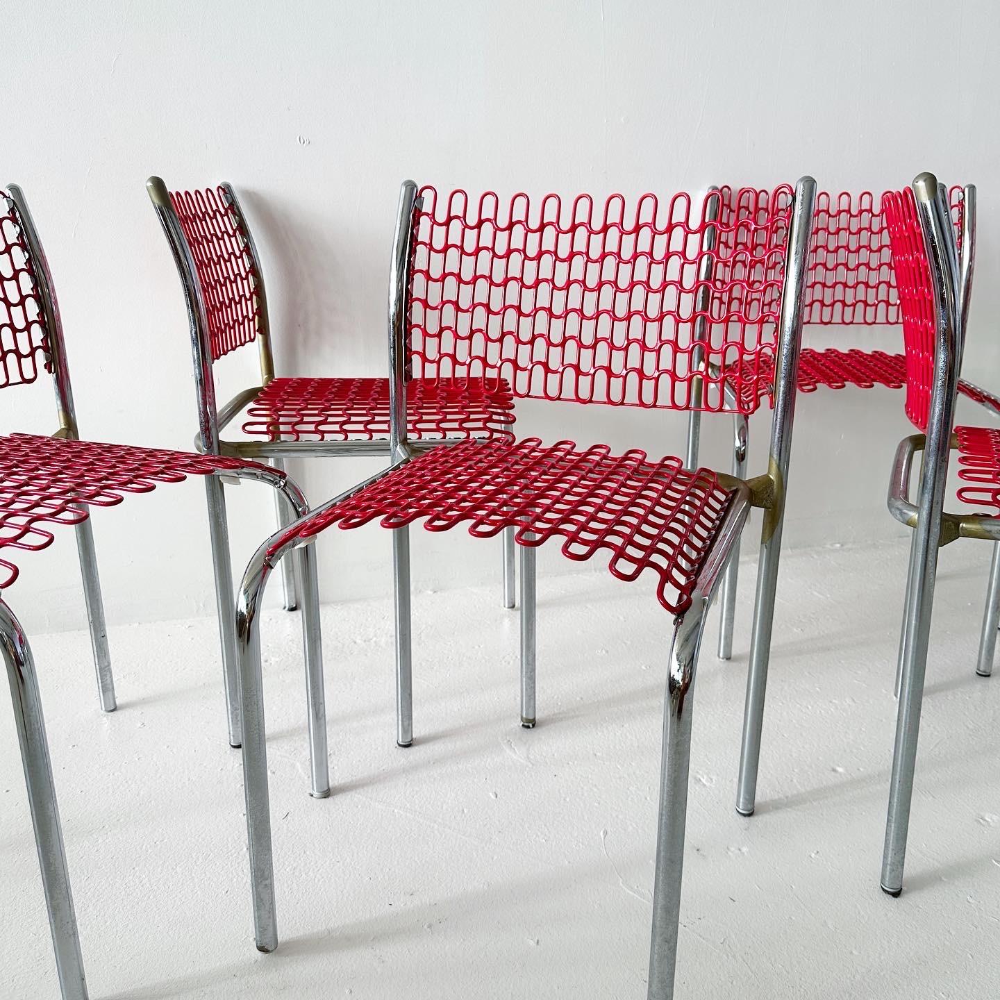 Post-Modern Red Sof Tech Chairs by David Rowland for Thonet (set of 4) (8 available) For Sale