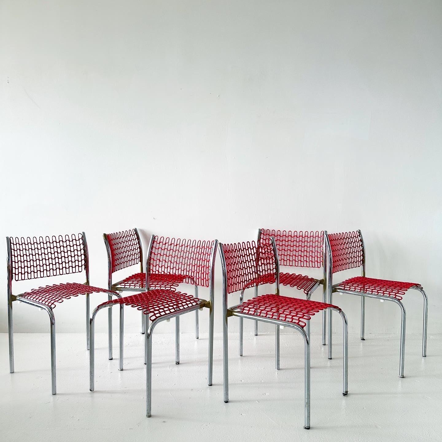 Red Sof Tech Chairs by David Rowland for Thonet (set of 4) (8 available) In Good Condition For Sale In Los Angeles, CA