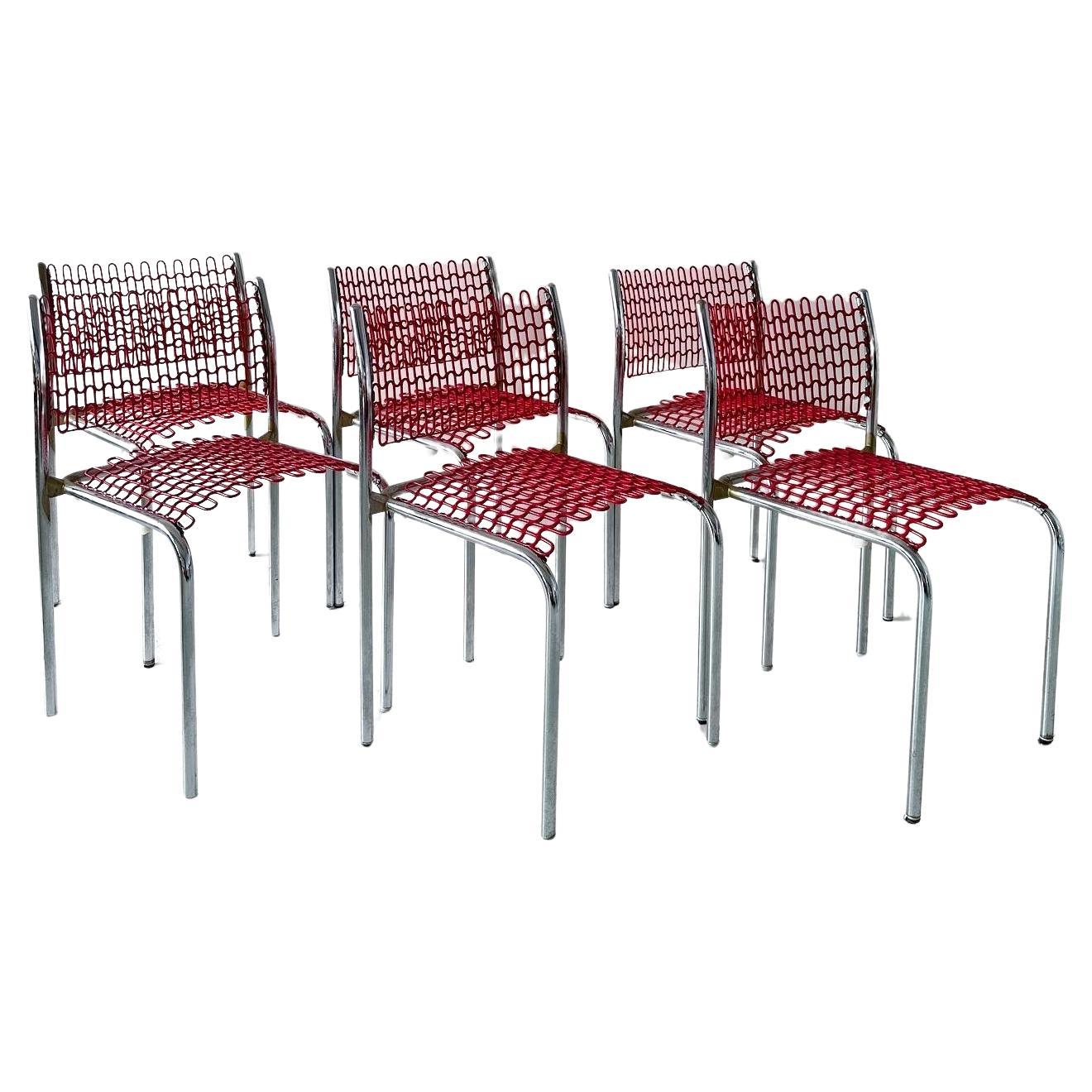 Red Sof Tech Chairs by David Rowland for Thonet (set of 4) (8 available)