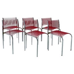 Vintage Red Sof Tech Chairs by David Rowland for Thonet (set of 4) (8 available)
