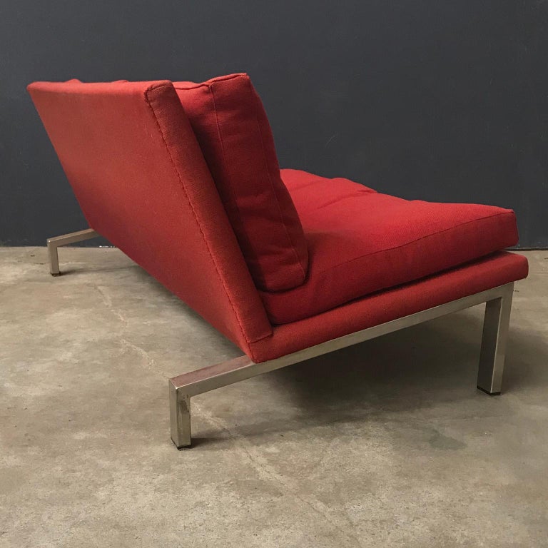 Late 20th Century 1965, Dick Lookman for Bas van Pelt, Rare Red Sofa, Beautiful Chrome Base  For Sale