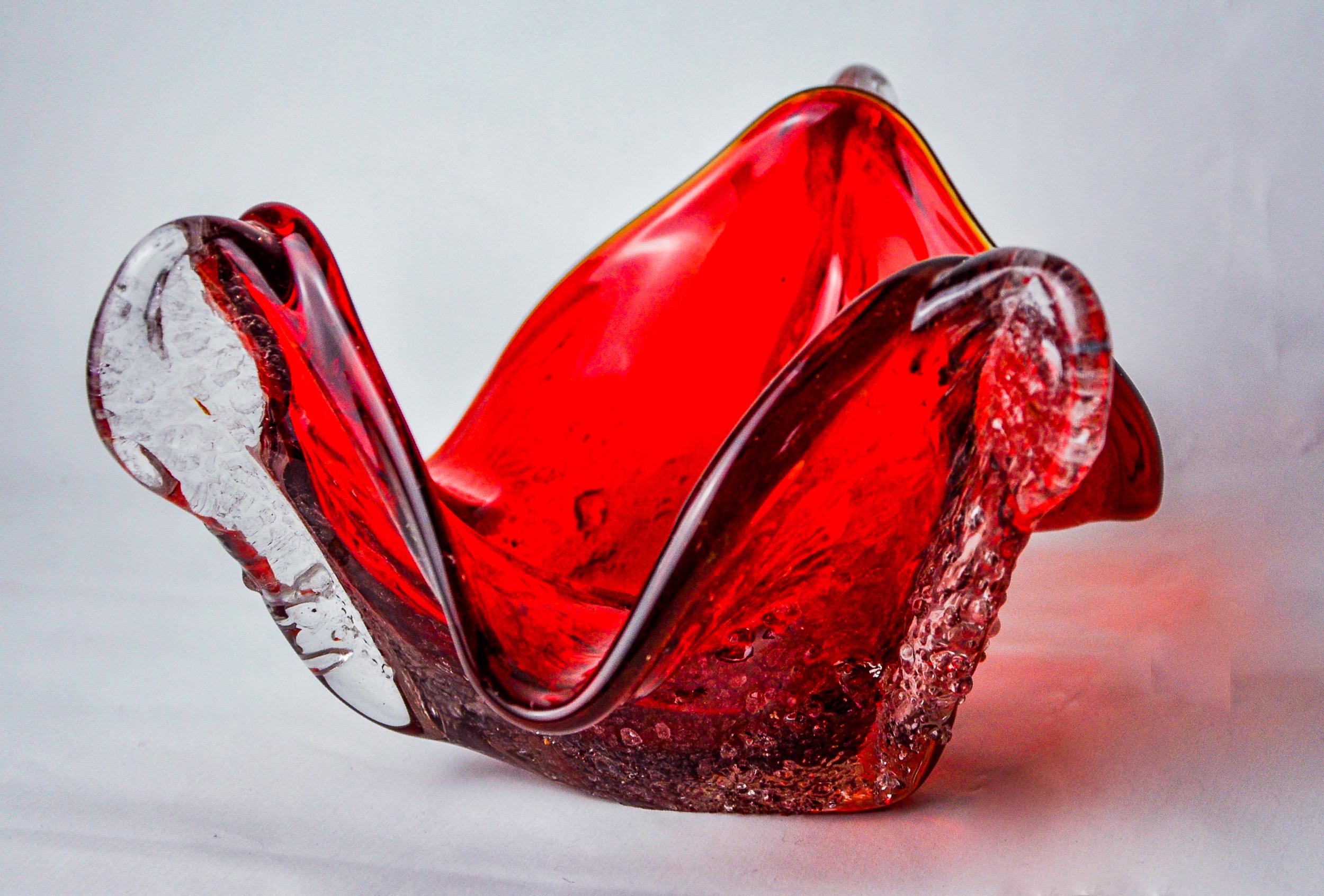 Hollywood Regency Portachiavi Sommerso rosso di Seguso, vetro di Murano smerigliato, Italia, 1970 in vendita