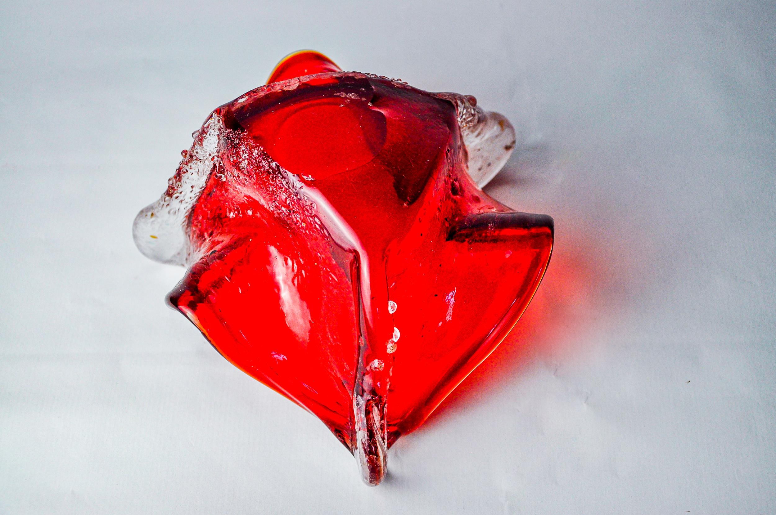 Cristallo Portachiavi Sommerso rosso di Seguso, vetro di Murano smerigliato, Italia, 1970 in vendita