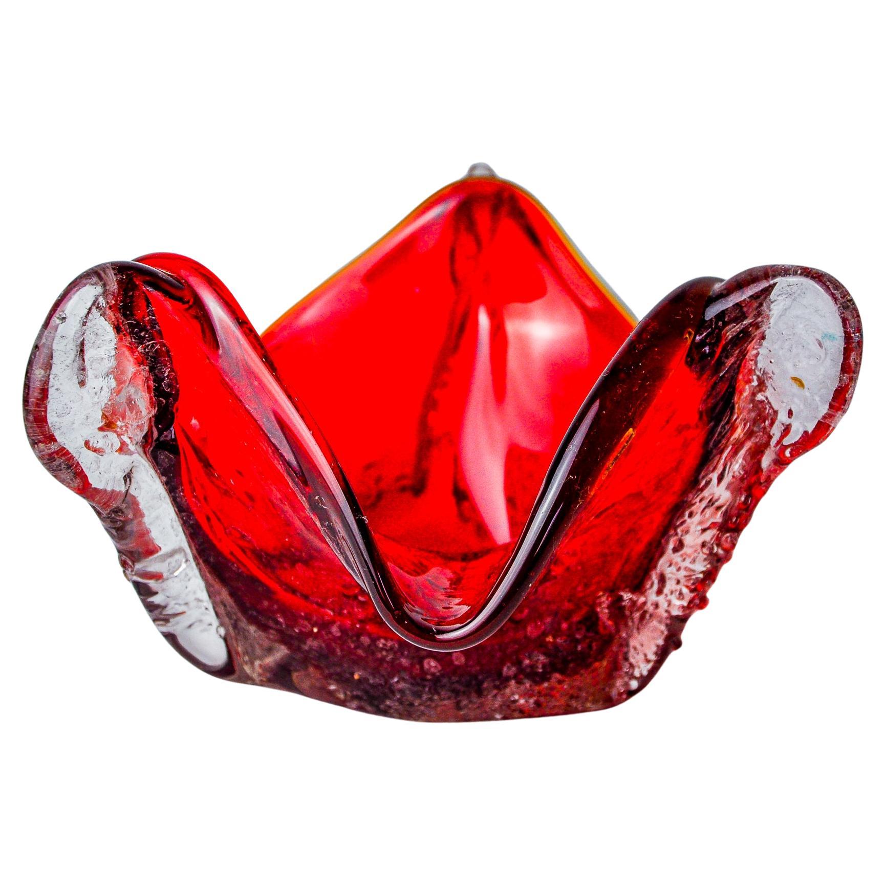 Portachiavi Sommerso rosso di Seguso, vetro di Murano smerigliato, Italia, 1970 in vendita
