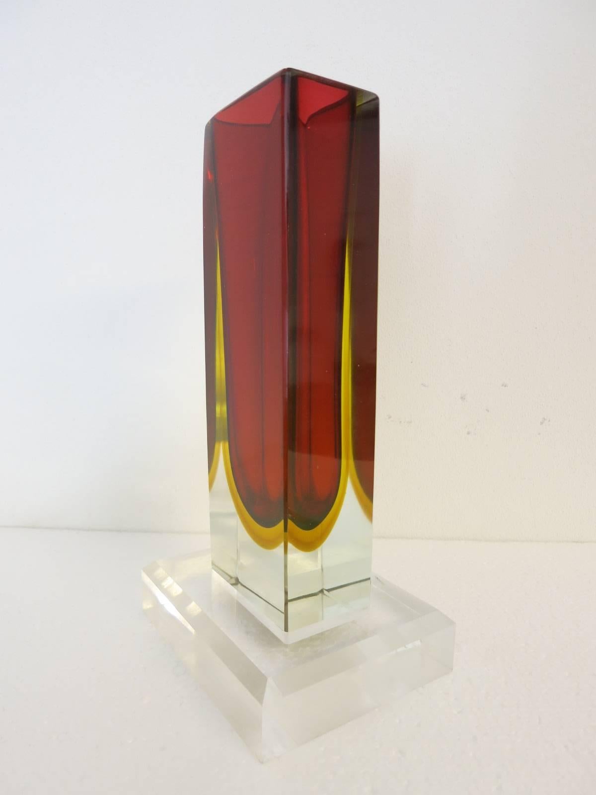 Mid-Century Modern Red Sommerso Vase by Mandruzzato FINAL CLEARANCE SALE