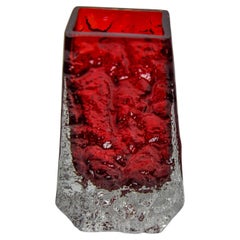 Red Sommerso vase with ice effect by Seguso, Murano, Italy, 1970