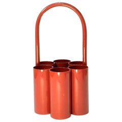 Vintage Red Space Age Bottle Caddy, Carrier, 1960s