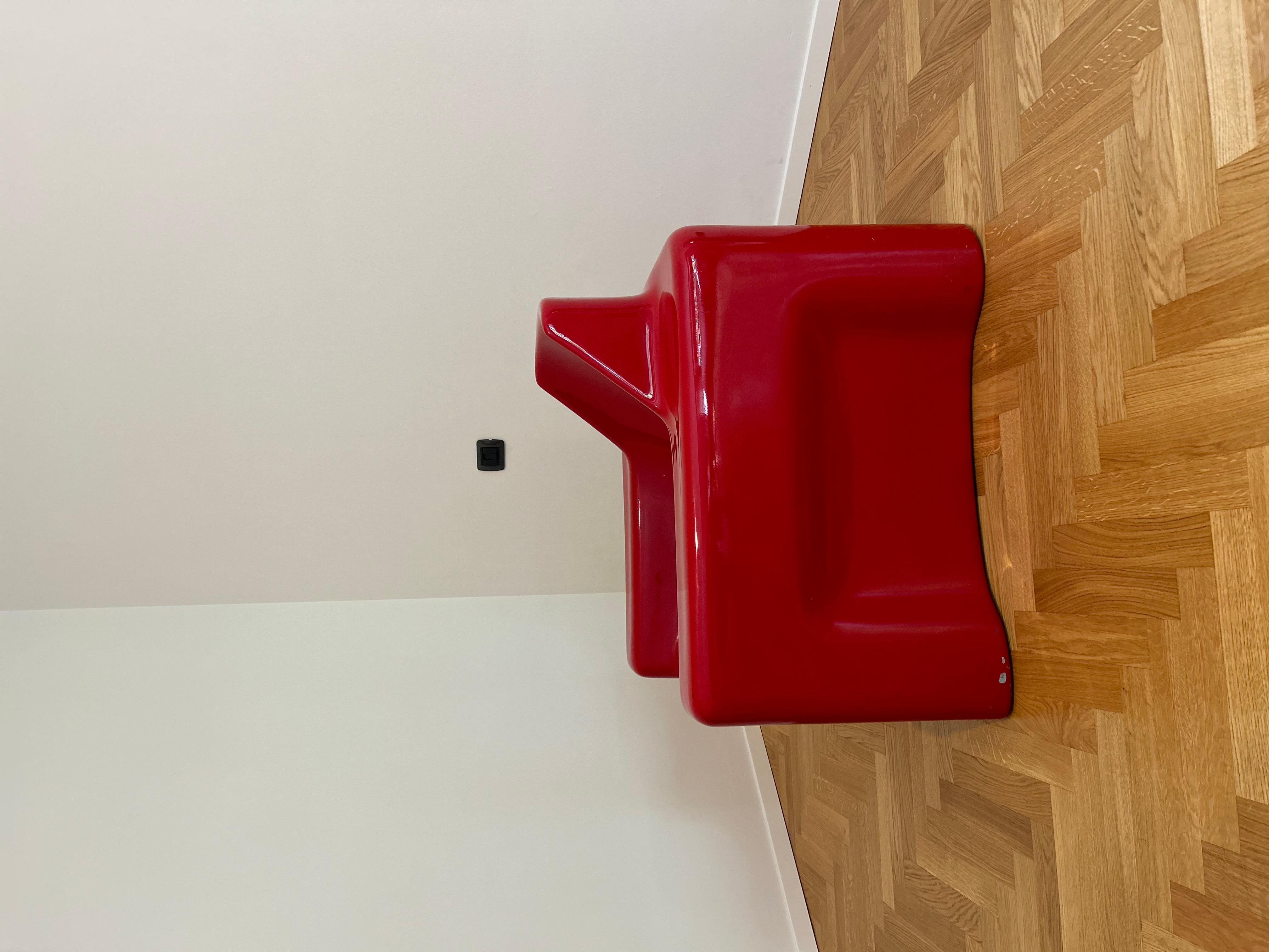 European Red Space Age Club Chair, 1970s For Sale