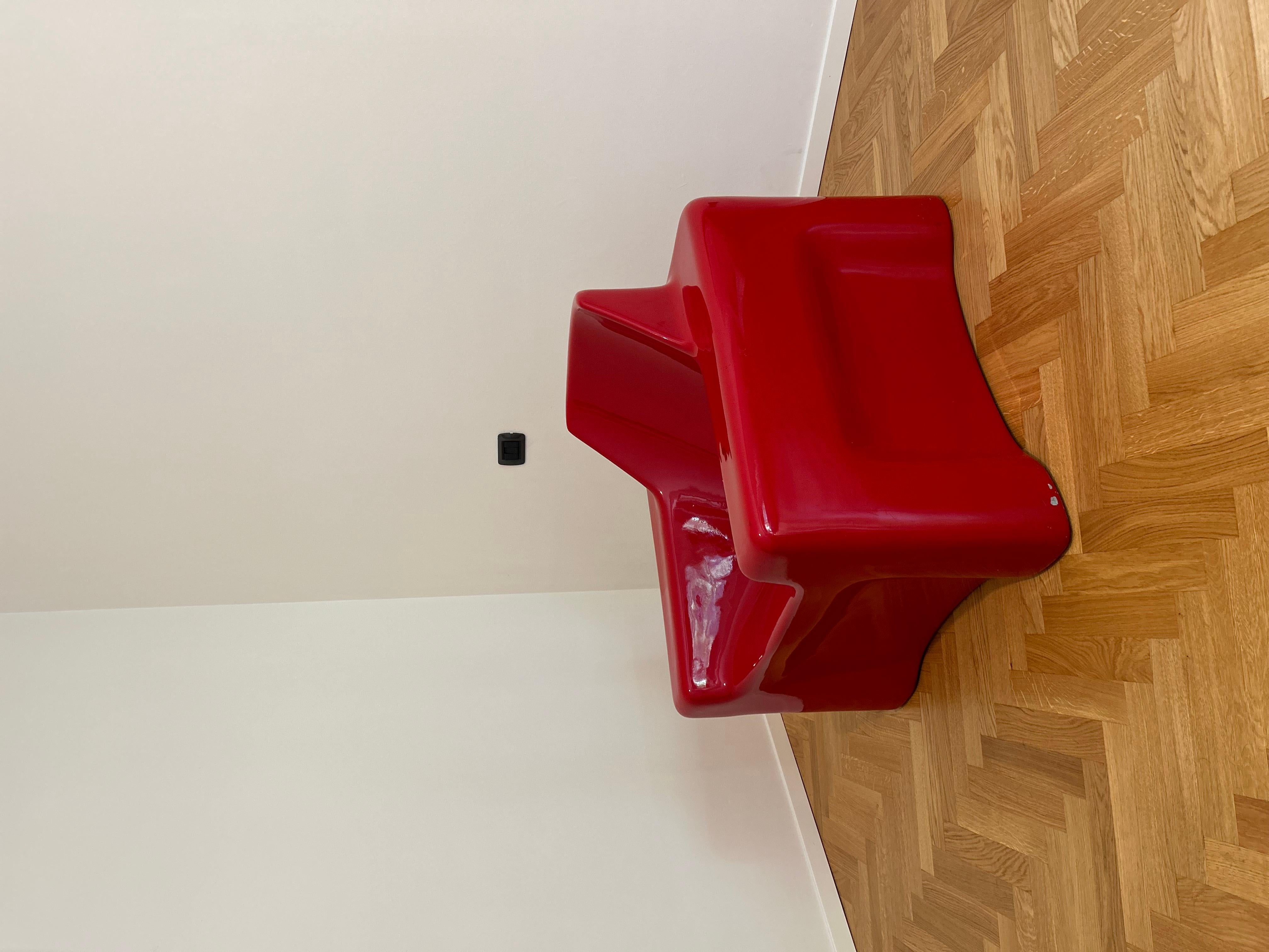 Fiberglass Red Space Age Club Chair, 1970s For Sale