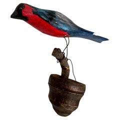 Red Sparrow Viechtauer Hand Carved Wood Bird, Black Forest Folk Art, Austria Red Sparrow Viechtauer Hand Carved Wood Bird, Black Forest Folk Art, Austria