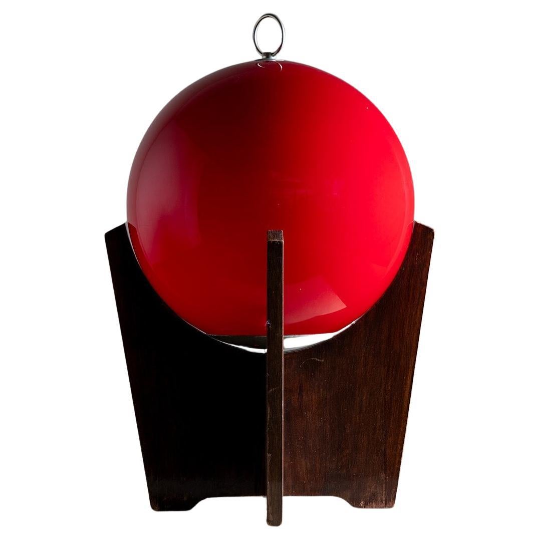 Red Sphere Table Lamp, Mid-20th Century