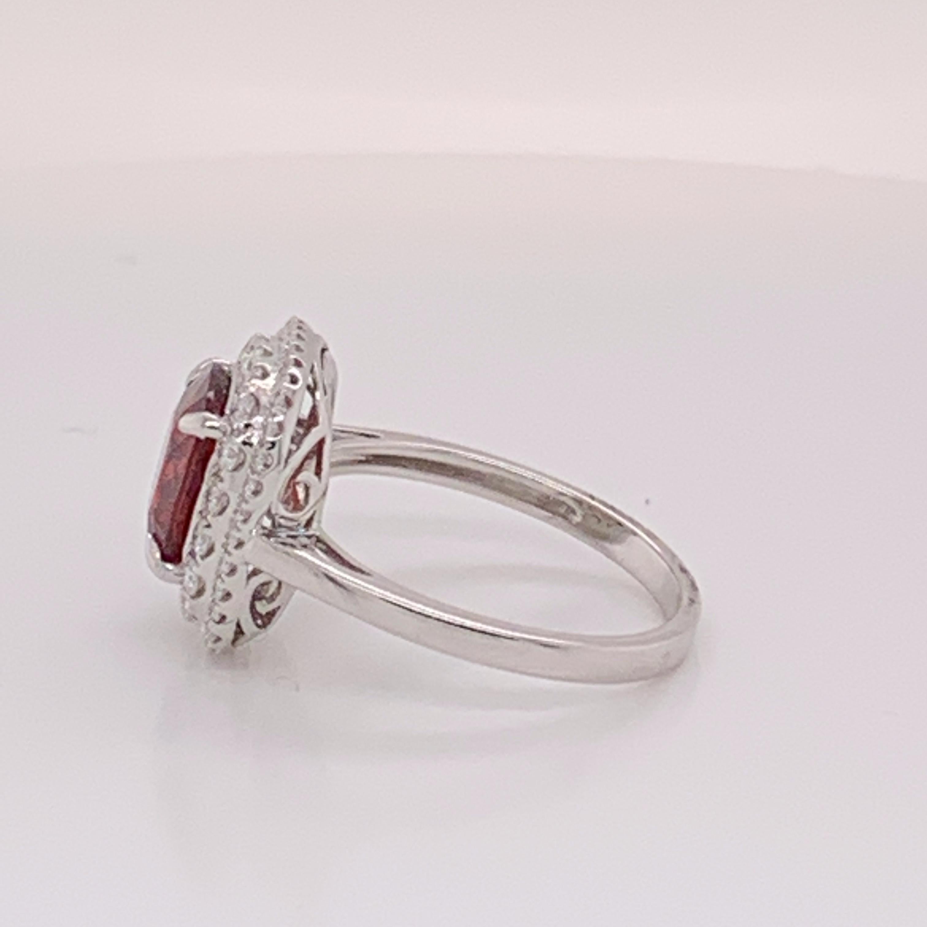 Art Deco Red Spinal and White Diamond Ring