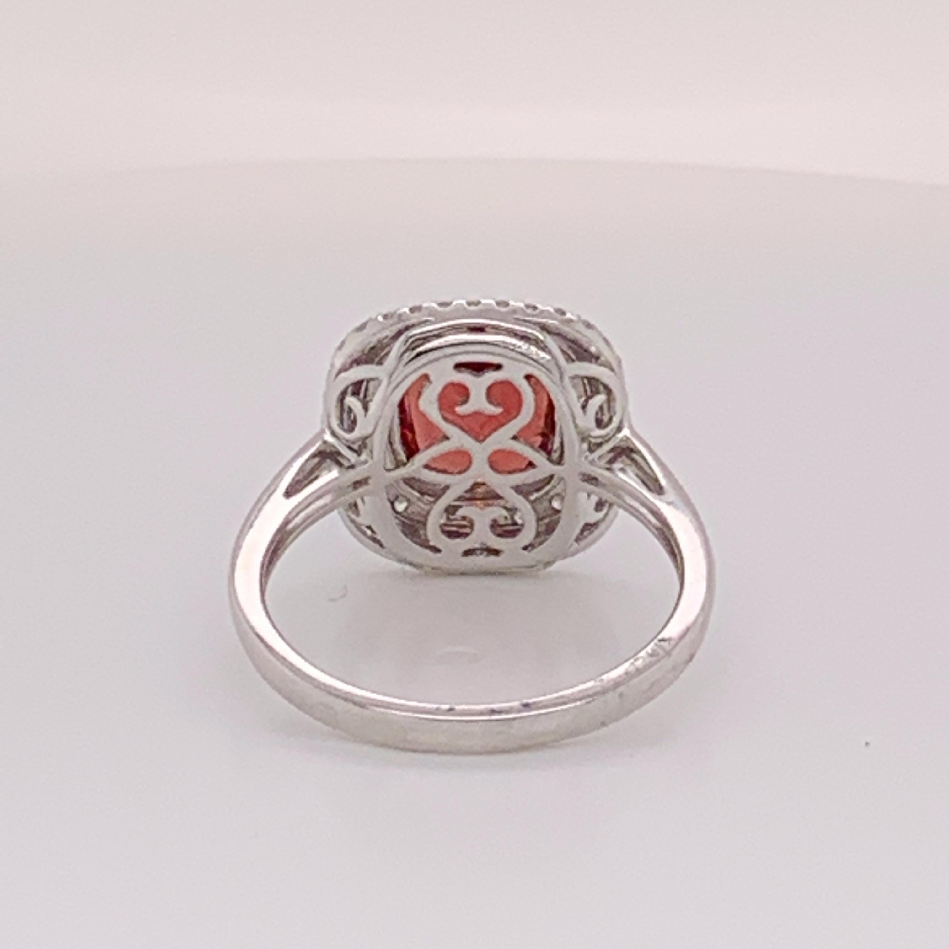 Red Spinal and White Diamond Ring In New Condition In Trumbull, CT