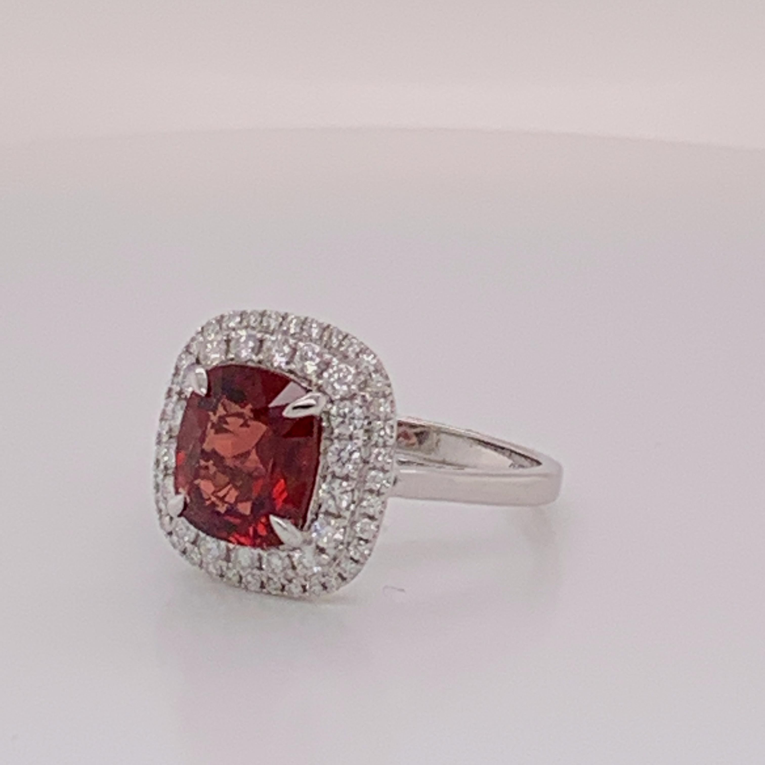 Women's Red Spinal and White Diamond Ring
