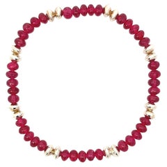 Red Spinel 49ct Beads Sterling Silver Stretch Bracelet