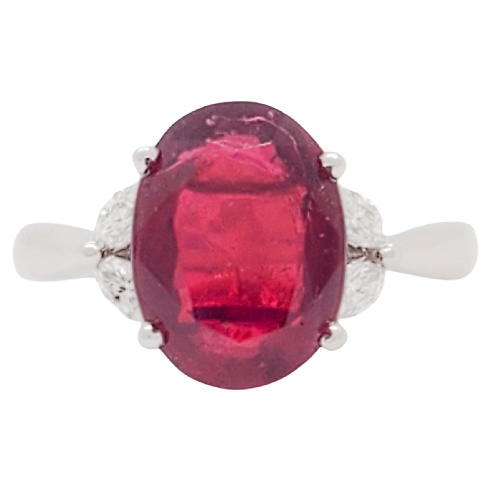 Red Spinel and Diamond Cocktail Ring in Platinum For Sale