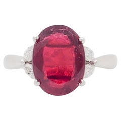 Red Spinel and Diamond Cocktail Ring in Platinum