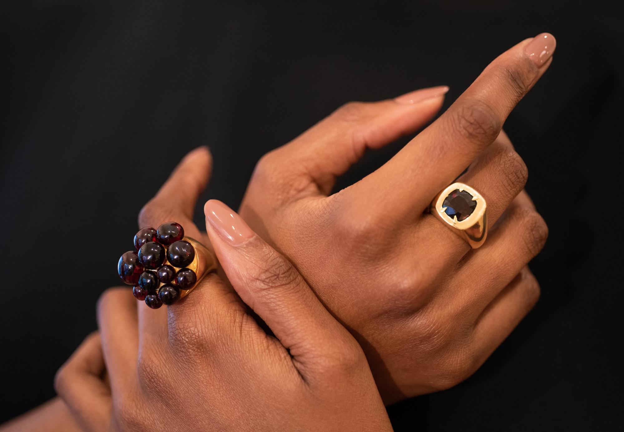 A  magical, classic faceted red spinel and 18-karat yellow gold chevalier ring. This antique cushion cut 5.32 ct spinel is of Burmese/Myanmar origin and has not been heated. It has intense saturation and deep red color. The gold ring is signed with