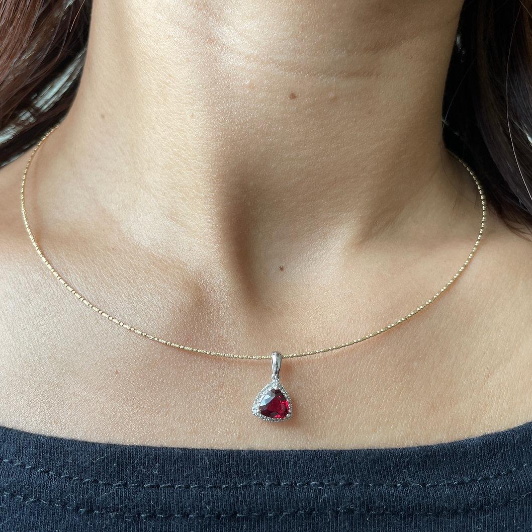 Colgante de espinela roja y diamantes naturales en venta 2
