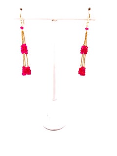Red Spinel Dangling Earrings 14 Karat Yellow Gold