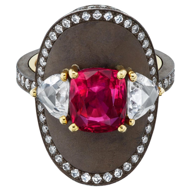 Red Spinel, Diamond, Steel and Gold Ring, 2020, offered by Kanners