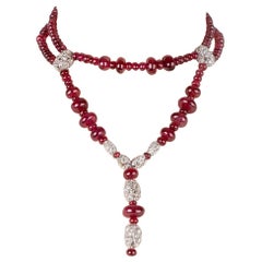 Vintage Red Spinel Necklace with Diamonds