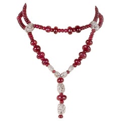 Red Spinel Necklace with Diamonds