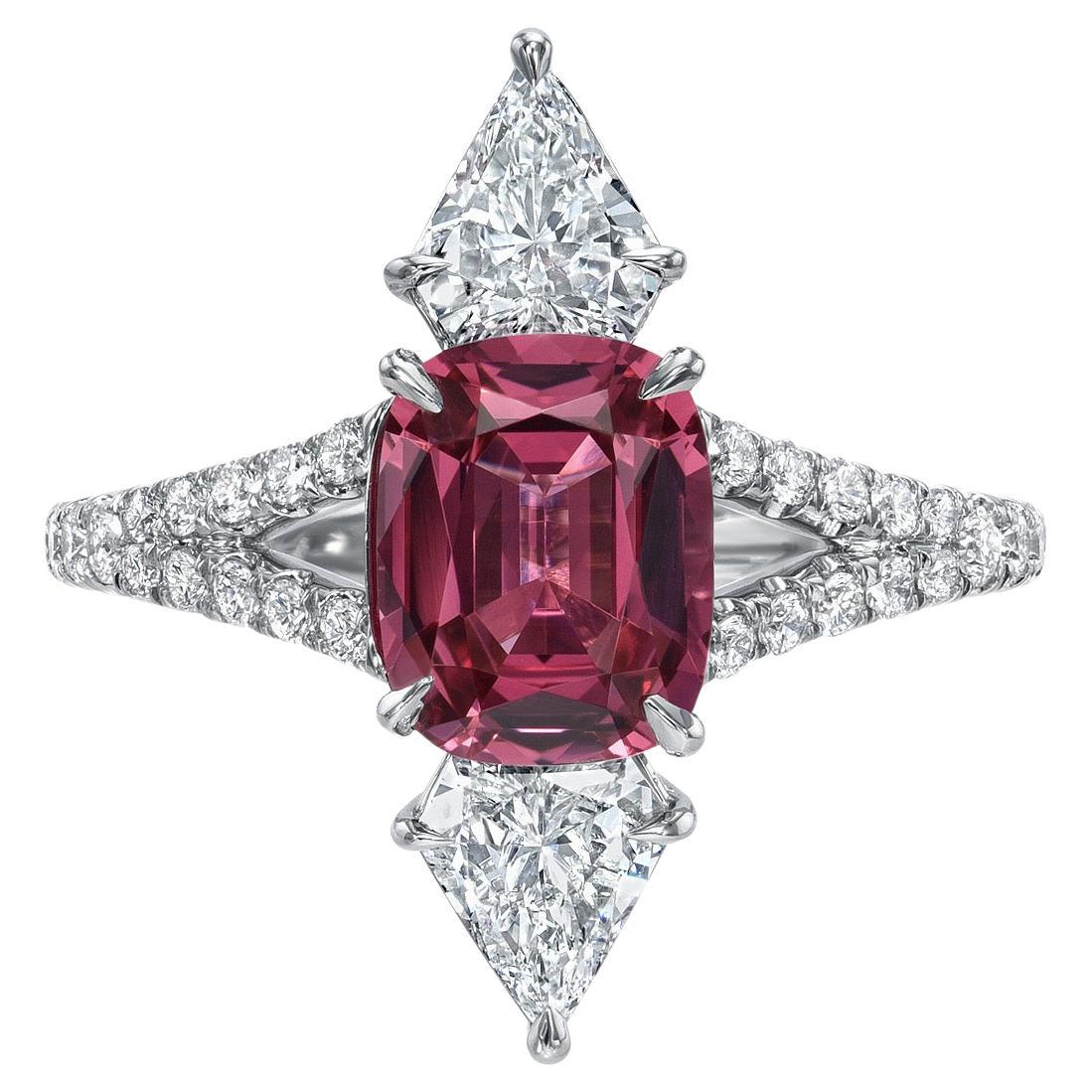 Red Spinel Ring 1.75 Carat Cushion