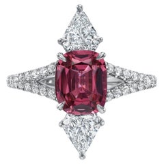 Red Spinel Ring 1.75 Carat Cushion