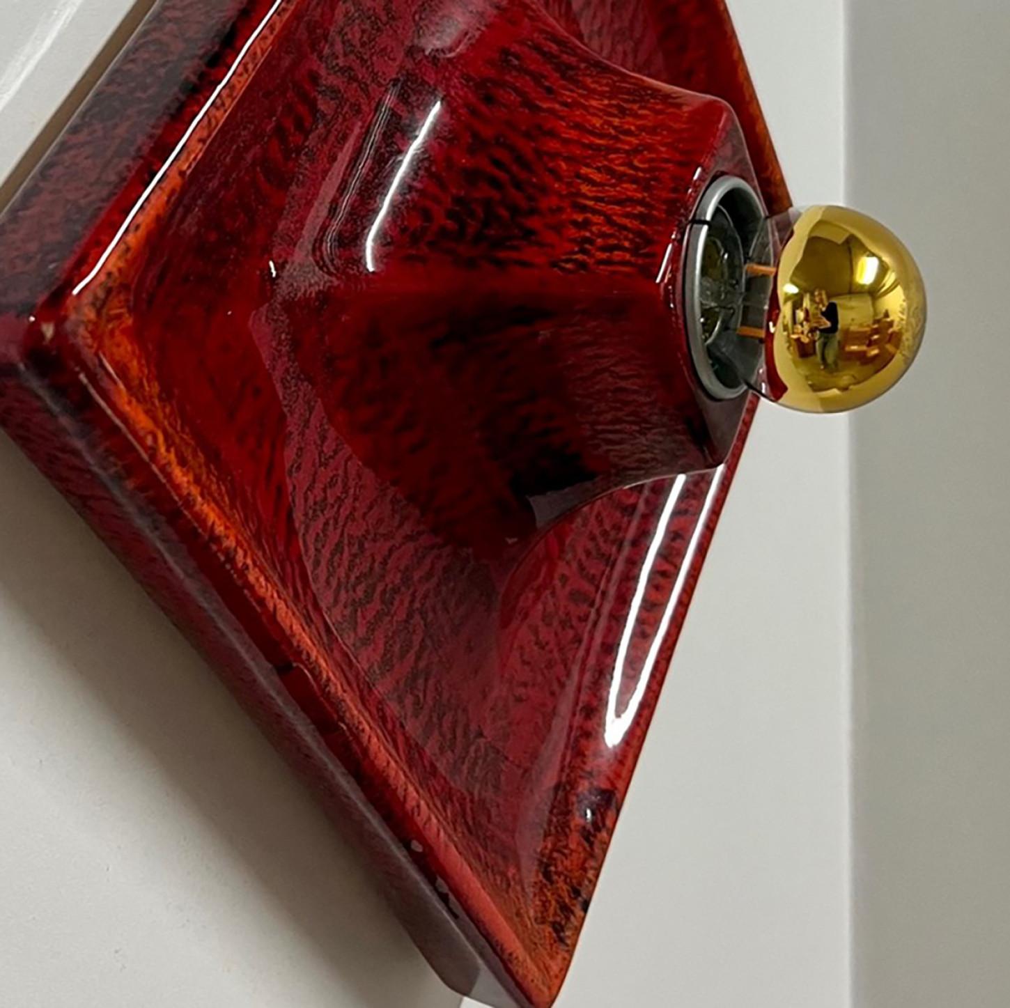 Red Square Ceramic Wall Lights by Hustadt Keramik, Germany, 1970 For Sale 6