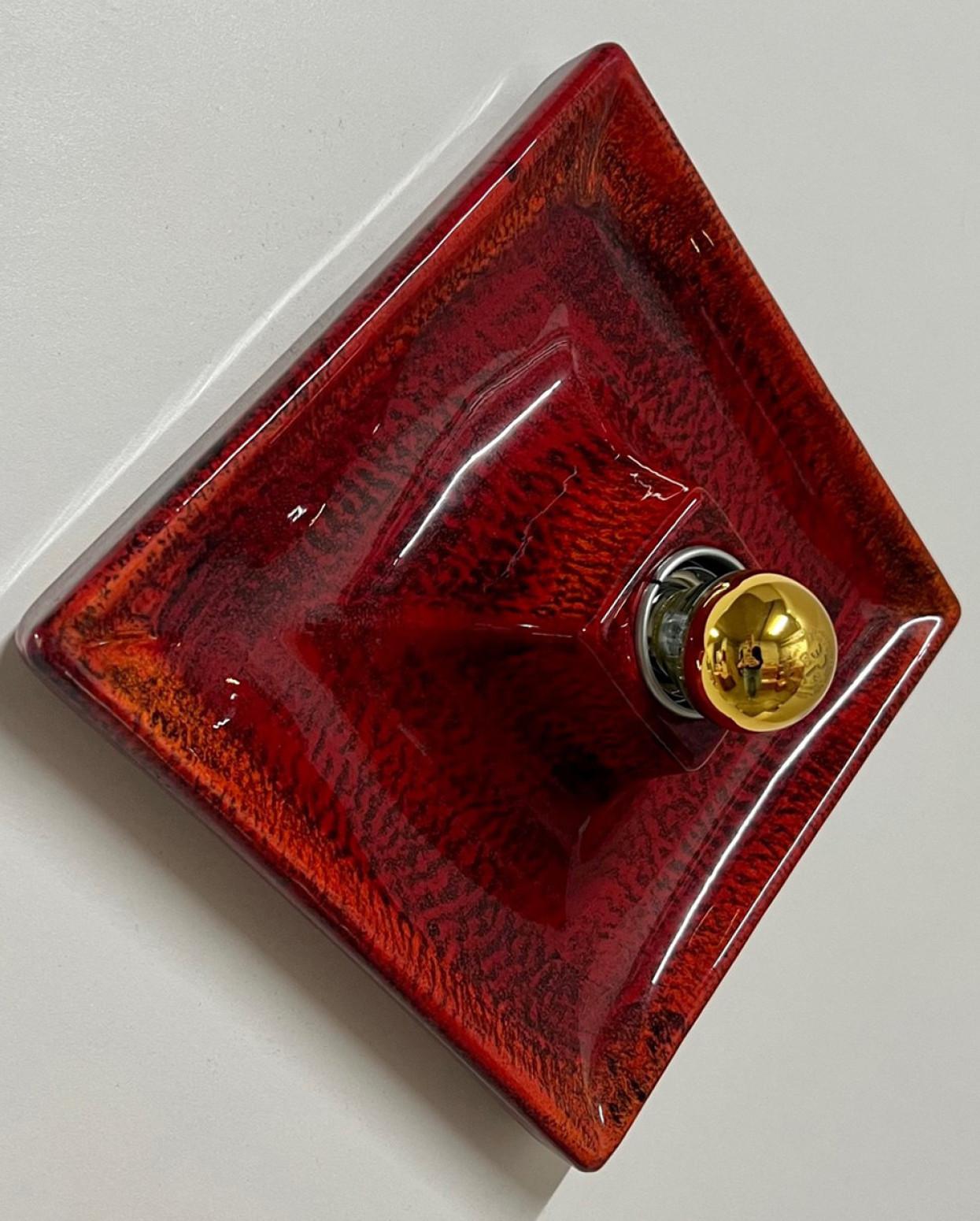 Red Square Ceramic Wall Lights by Hustadt Keramik, Germany, 1970 For Sale 8