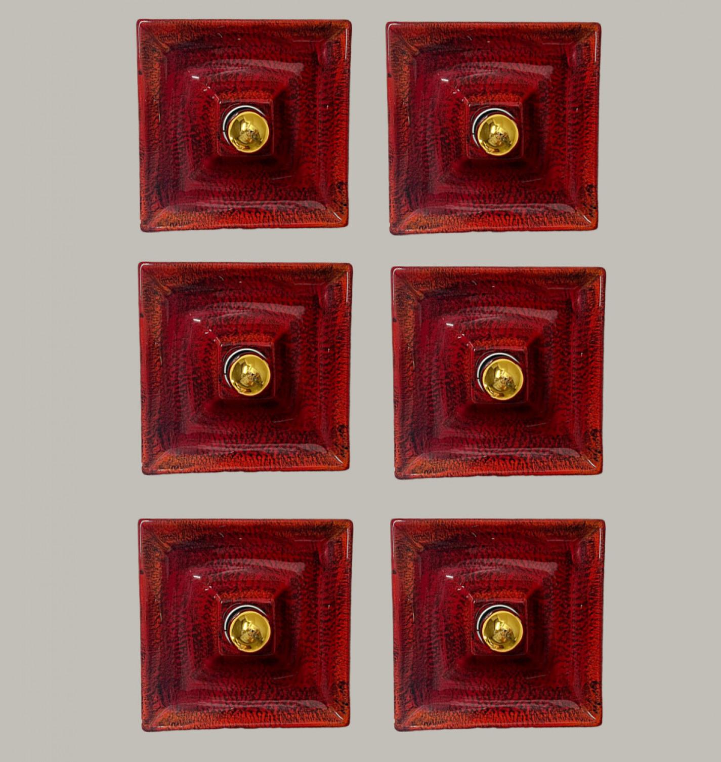 Applique quadrate in ceramica di Hustadt Keramik, Germania, 1970 In condizioni buone in vendita a Rijssen, NL