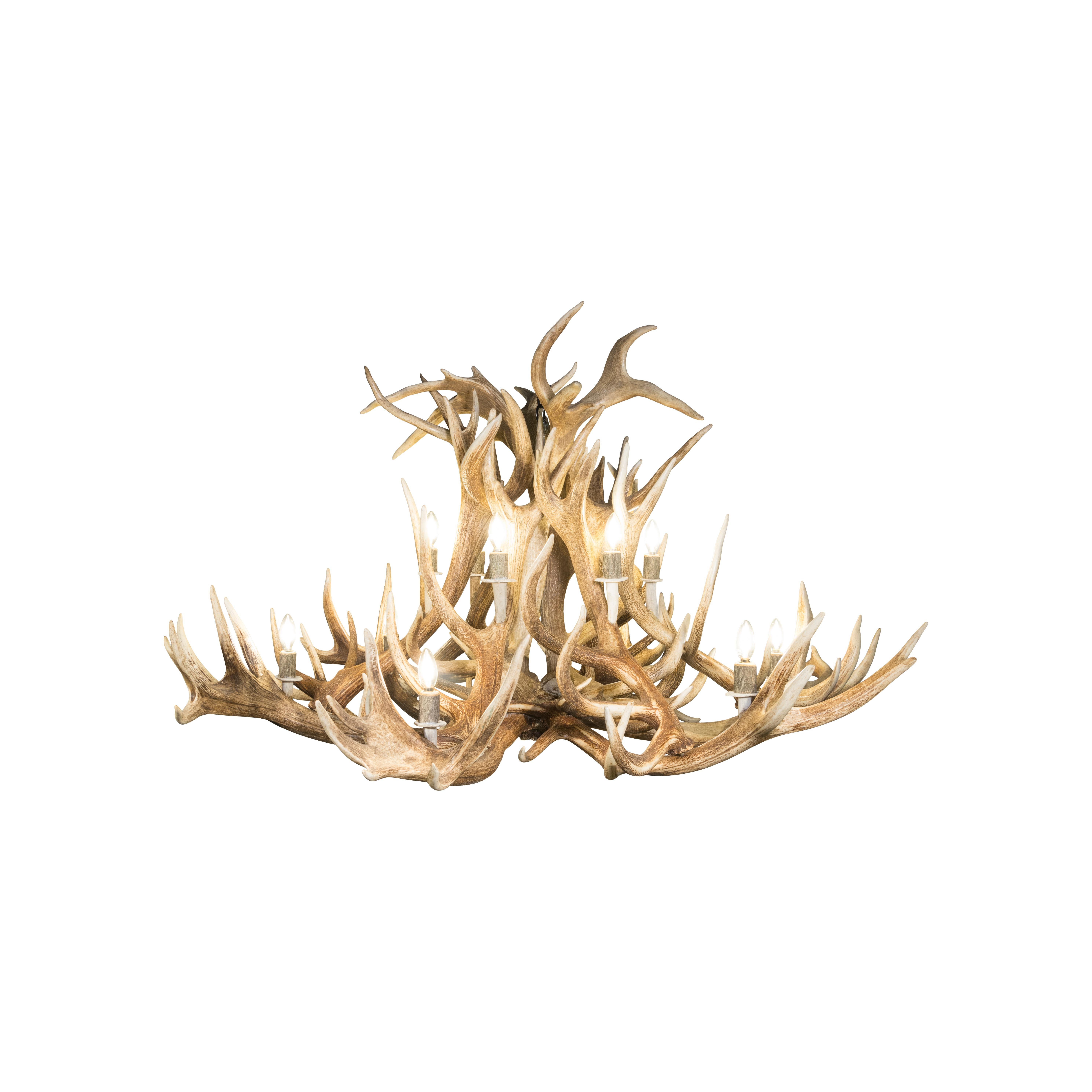 Hand-Crafted Red Stag Antler Chandelier For Sale