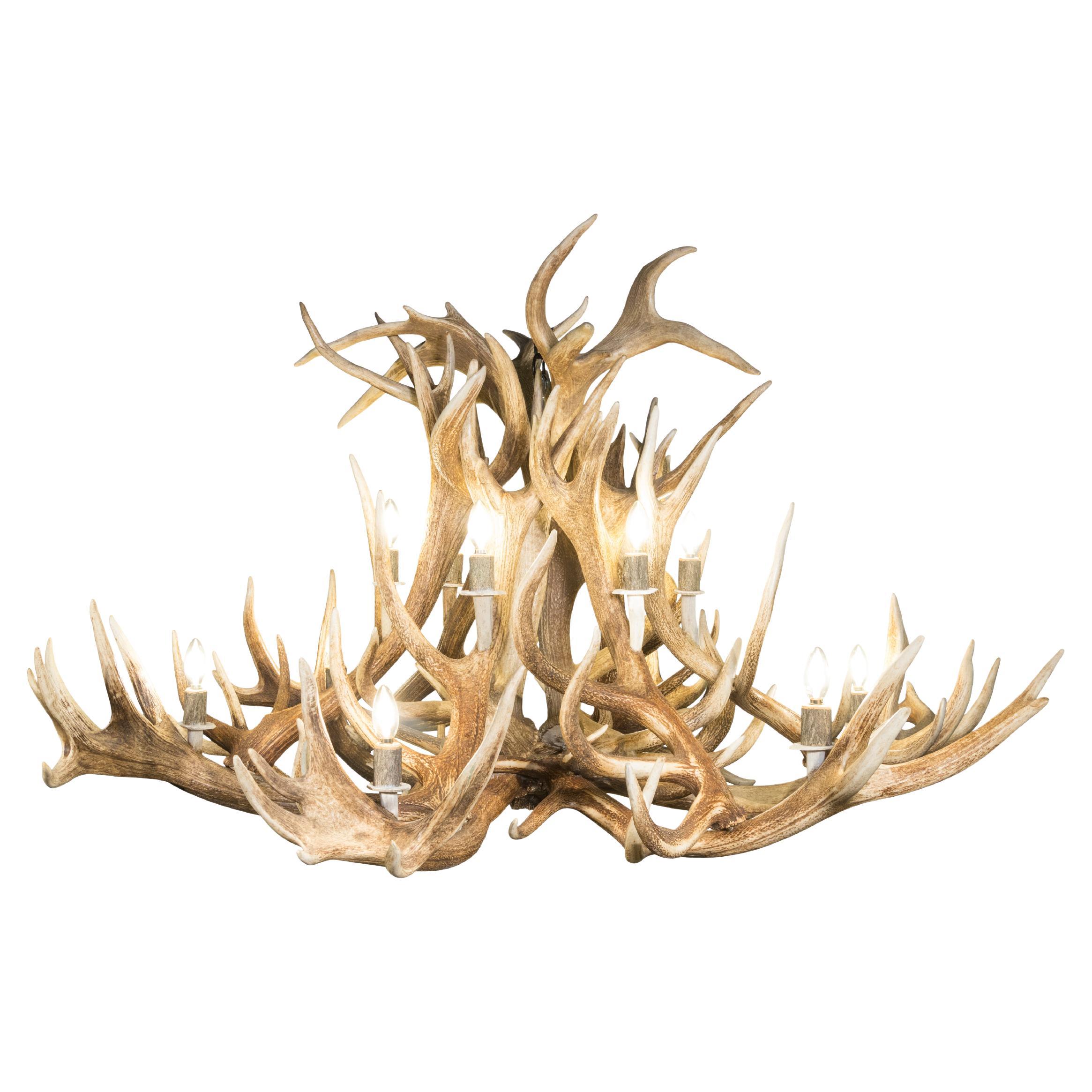 Lustre en bois de cerf rouge