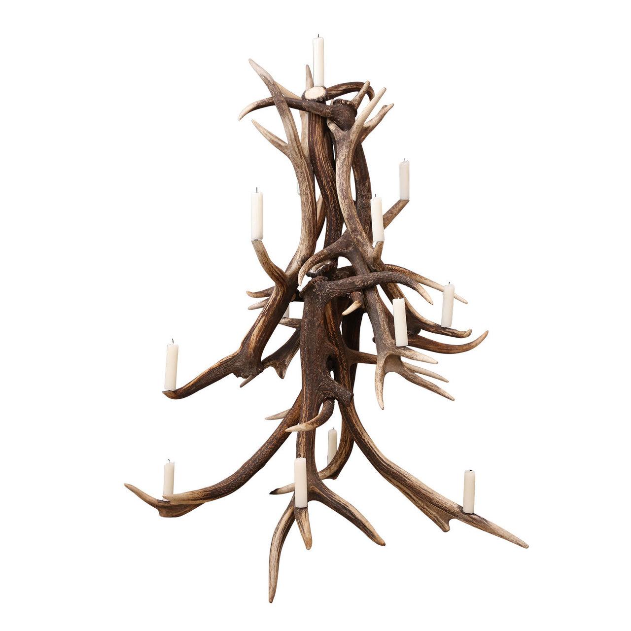 Red Stag Antler Tree-Shape Candelabra In Fair Condition For Sale In Houston, TX