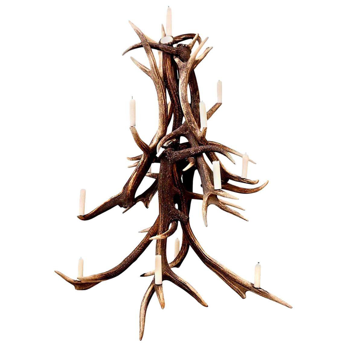 Contemporary Red Stag Antler Tree-Shape Candelabra For Sale