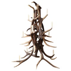 Red Stag Antler Tree-Shape Candelabra