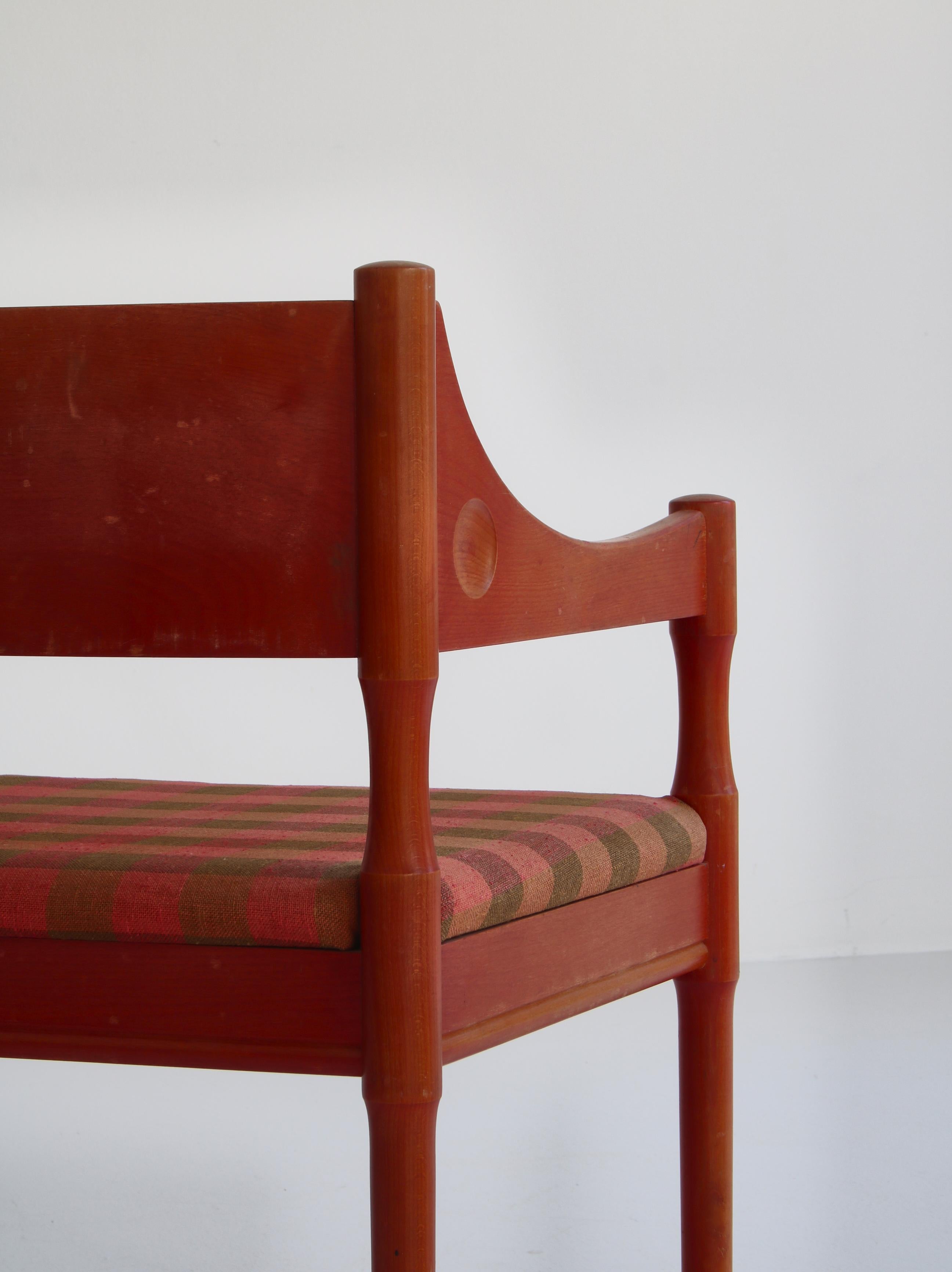 Red Stained Scandinavian Modern Armchair from 