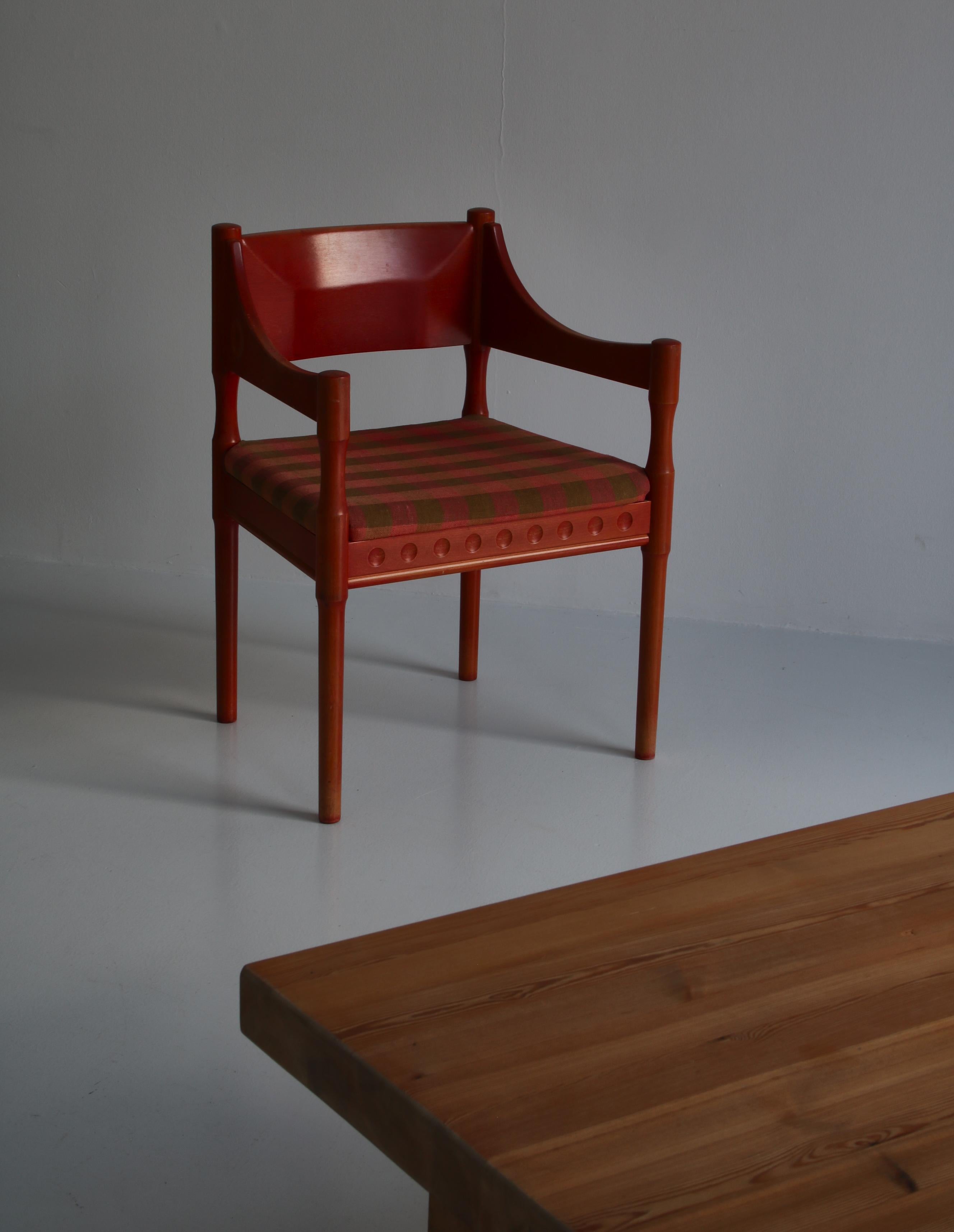 Red Stained Scandinavian Modern Armchair from 