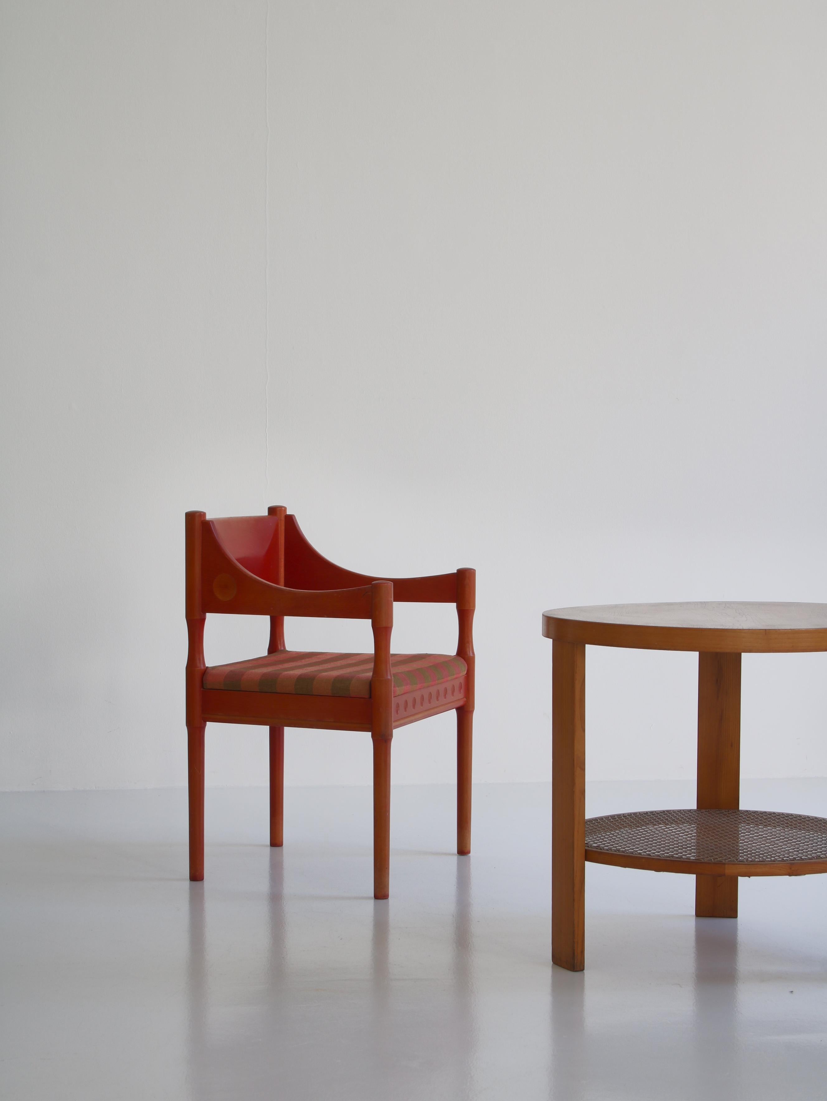 Danish Red Stained Scandinavian Modern Armchair from 