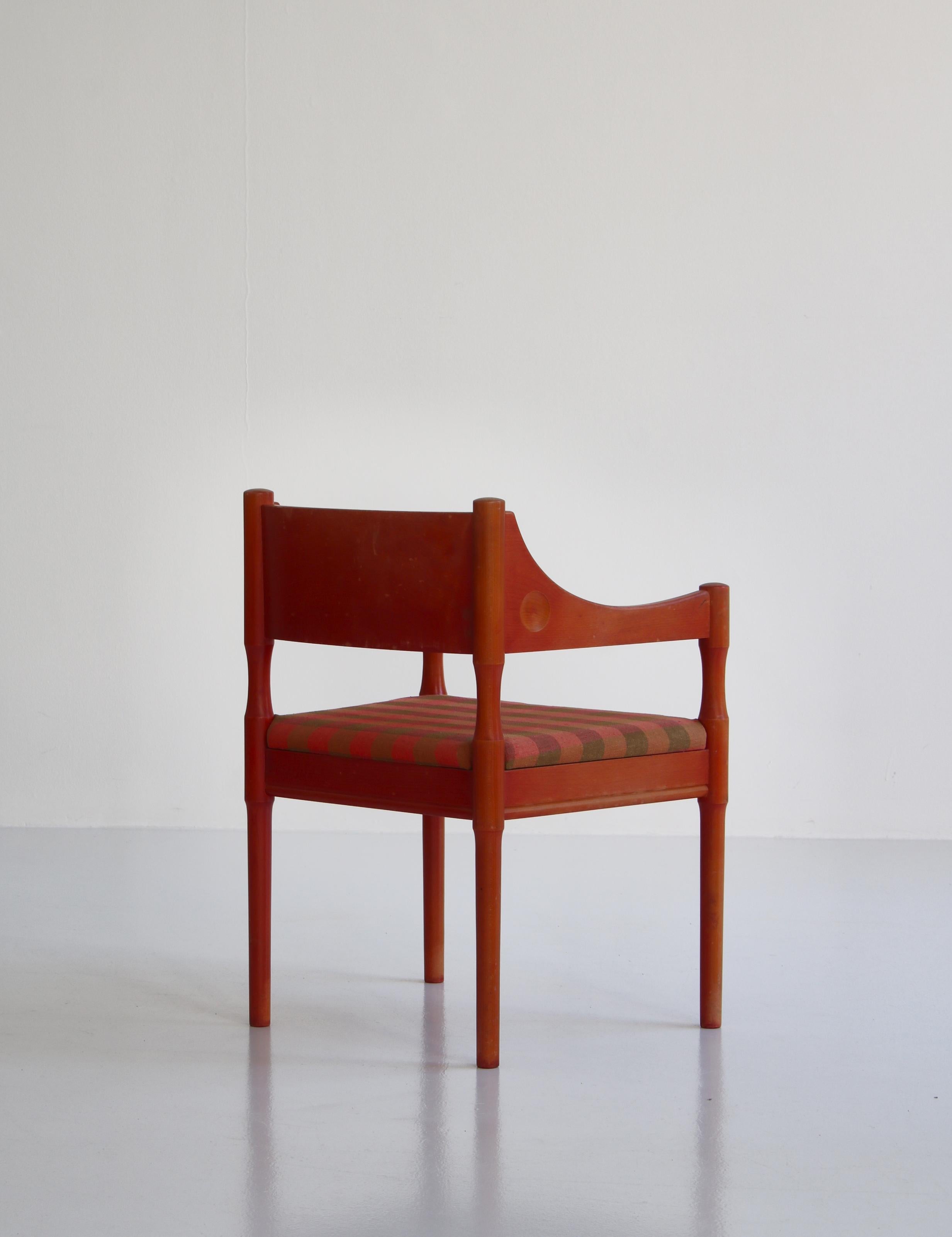 Red Stained Scandinavian Modern Armchair from 